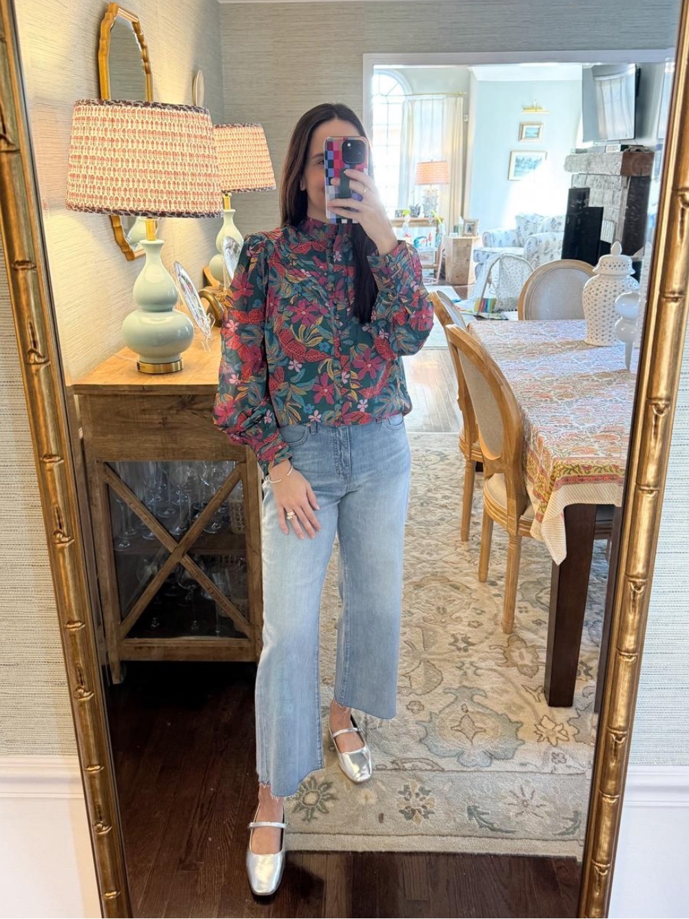 Floral Puff-Sleeve Blouse in Multicolor - Women